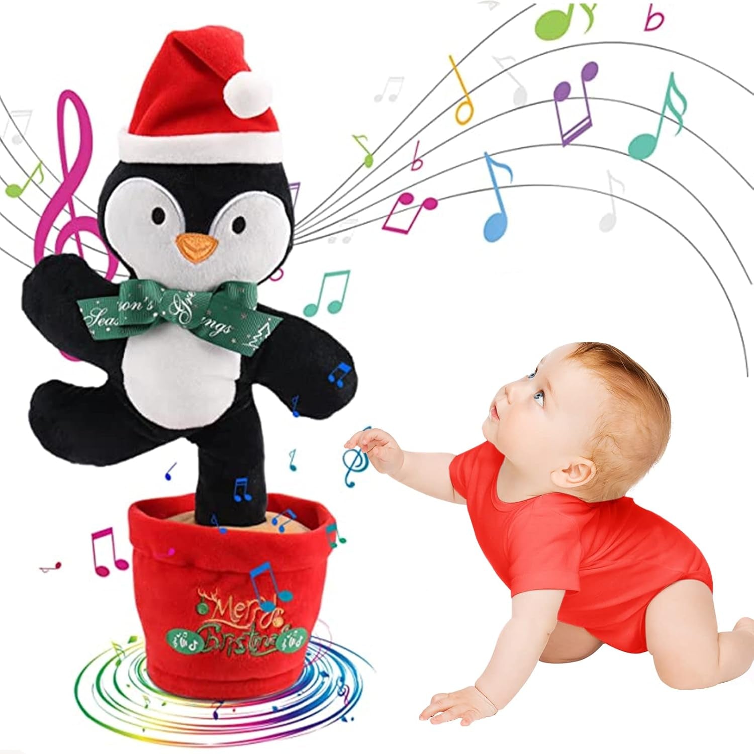 Singing Dancing Penguin Baby Toys 6 to 12 Months Musical Stuffed Animals Light up Toy Mimicking Repeating & Recording Toy for Girls Boys 1 2 3 Year Old Interactive Toys for Kids Gifts