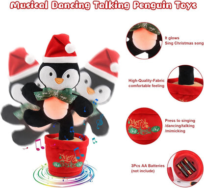 Singing Dancing Penguin Baby Toys 6 to 12 Months Musical Stuffed Animals Light up Toy Mimicking Repeating & Recording Toy for Girls Boys 1 2 3 Year Old Interactive Toys for Kids Gifts